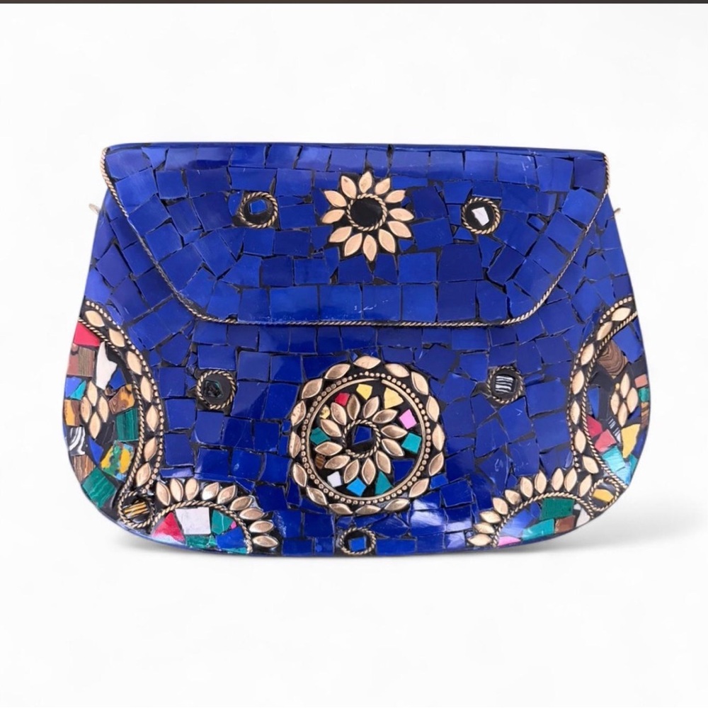 RAMLA x Caitieco Exclusive Mosaic Crossbody Clutch Royal Lapis Blue Gown Bag